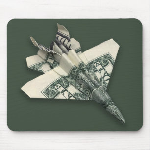 Money Origami F-18 Jet Fighter Aeroplane Mouse Pad
