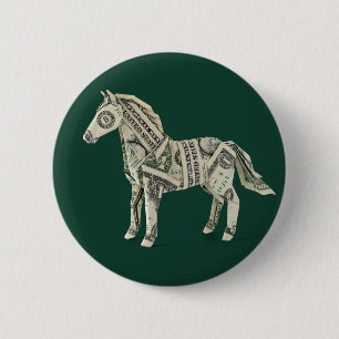 Money Origami Horse 6 Cm Round Badge