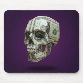 Money Origami Human Skull Mouse Pad