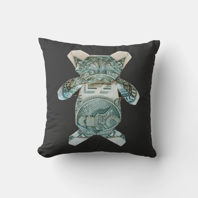Money Origami Teddy Bear Cushion (Front)