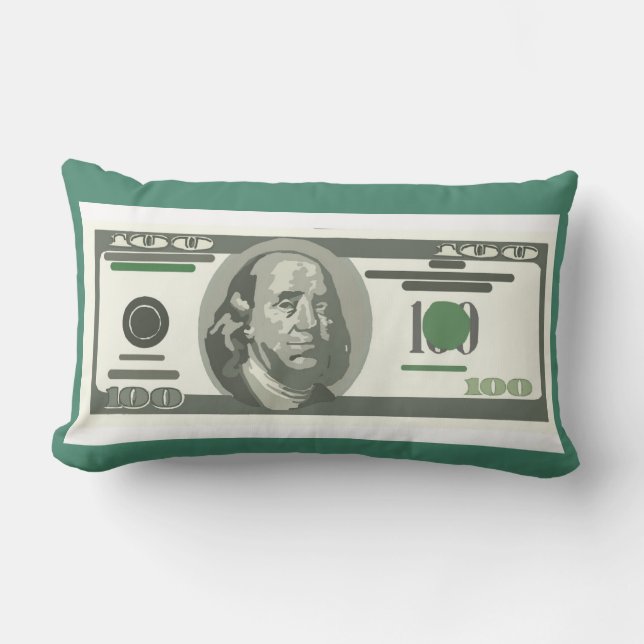 Money Pillows, 100 Dollar Bill Lumbar Cushion (Front)