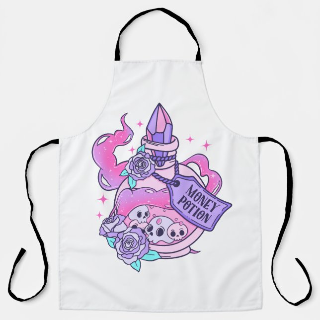 Money Potion Cute Pink Halloween Potion Bottle Apron (Front)