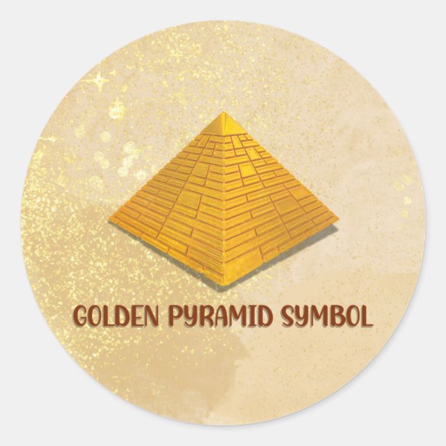 Money Reiki Infused Golden Pyramid Symbol Classic Round Sticker (Front)