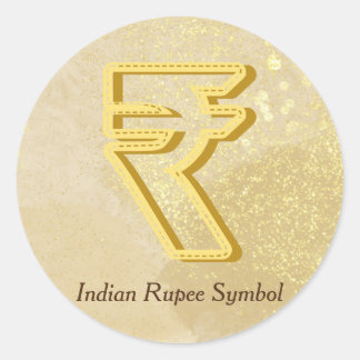 Money Reiki Infused Yellow Indian Rupee Symbol Classic Round Sticker