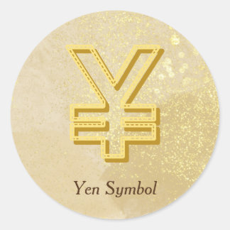 Money Reiki Infused Yellow Yen Symbol Classic Round Sticker