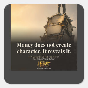 Money Reveals Character Book Quote Square Sticker