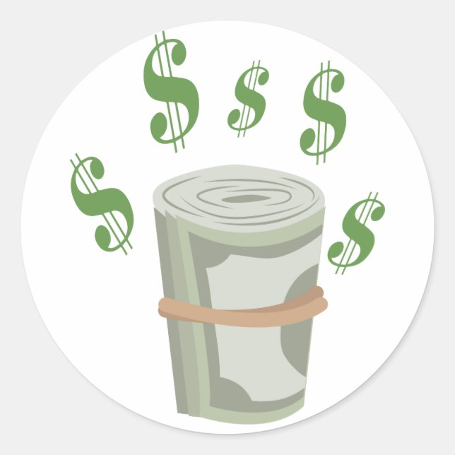 Money Roll Classic Round Sticker (Front)