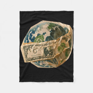 Money Rules The World Sticker  Fleece Blanket