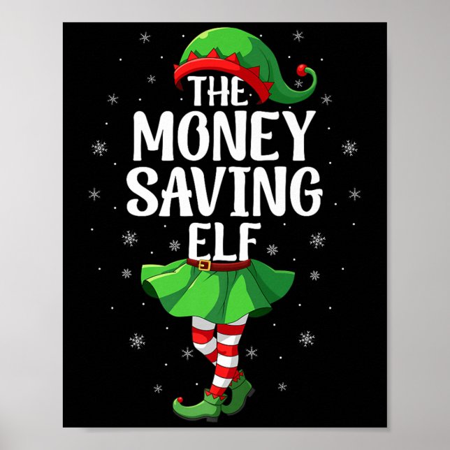 Money Saving Elf Christmas Girls Women Elf Squad X Poster (Front)