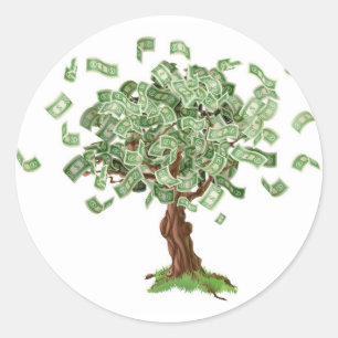 Money savings tree classic round sticker