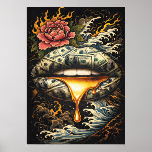 Money Talks, Japanese Abstract Art, Money Success  Poster