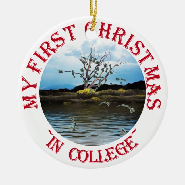 Money Tree on a Windy Day Ceramic Tree Decoration (Front)