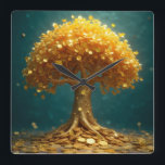 Money tree wall clock<br><div class="desc">Money tree wall clock good luck</div>