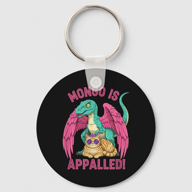 Mongo is Appalled Gaming Raptor Cat Funny Retro Key Ring (Front)