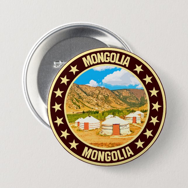 Mongolia                                           7.5 cm round badge (Front & Back)