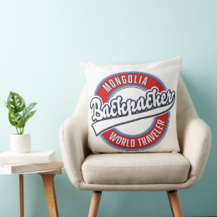 mongolia backpacker world traveller cushion