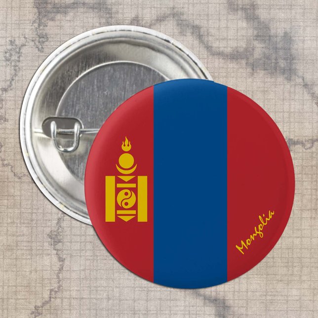 Mongolia button, patriotic Mongolian Flag fashion 3 Cm Round Badge (Creator Uploaded)