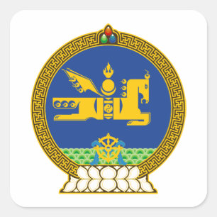 mongolia country coat arms symbol emblem flag hors square sticker