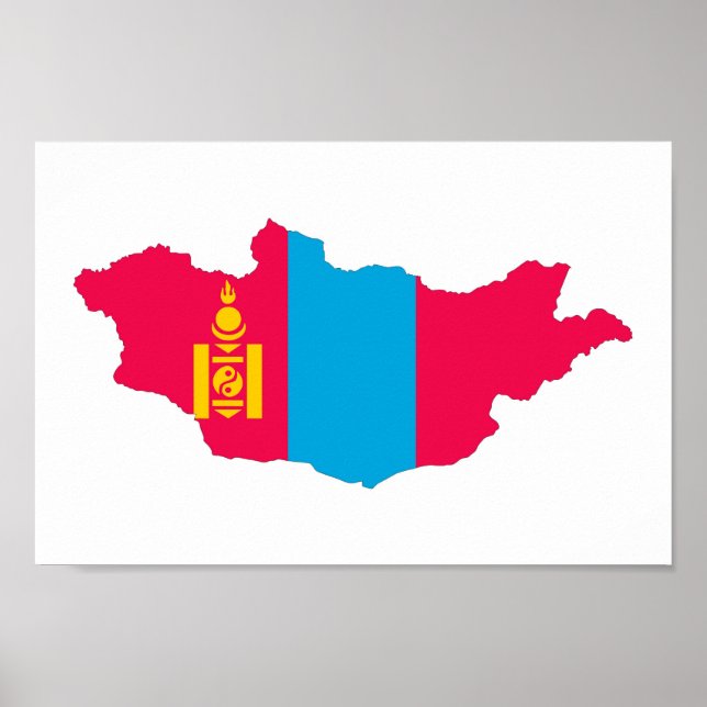 mongolia country flag map shape symbol poster (Front)