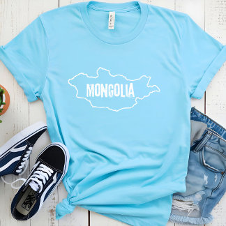 Mongolia Country Map Mongolian Border Outline Line T-Shirt