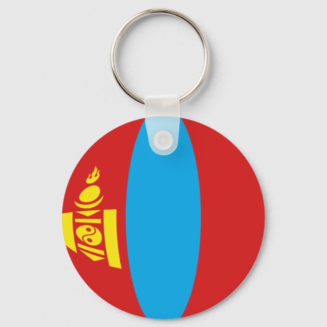 Mongolia Fisheye Flag Keychain (Front)