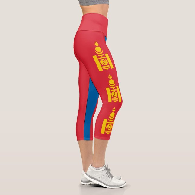 Mongolia Flag Capri Leggings (Right)
