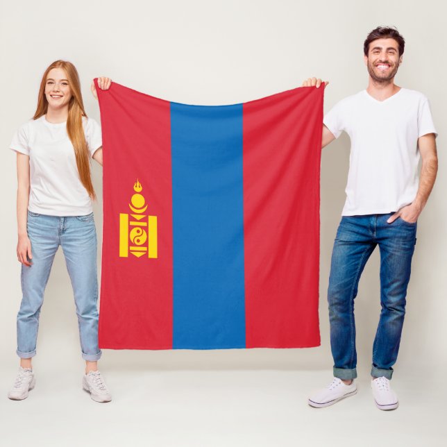 Mongolia flag fleece blanket (In Situ)