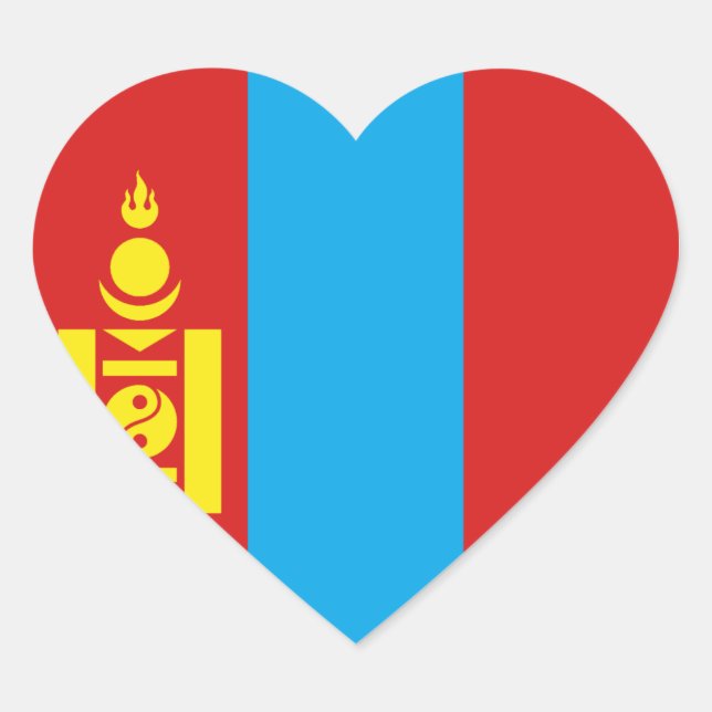 Mongolia Flag Heart Sticker (Front)