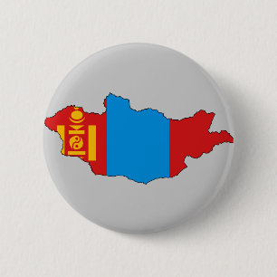 Mongolia flag map 6 cm round badge