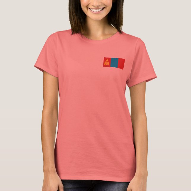 Mongolia Flag + Map T-Shirt (Front)