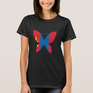 Mongolia Flag Mongolian Pride Butterfly Mongolian T-Shirt