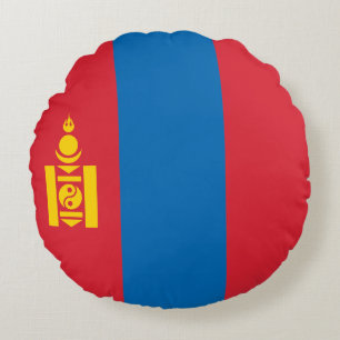 Mongolia Flag Round Cushion