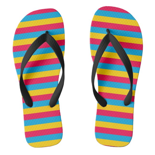 Mongolia flag stripes country symbol magenta cyan  jandals (Footbed)