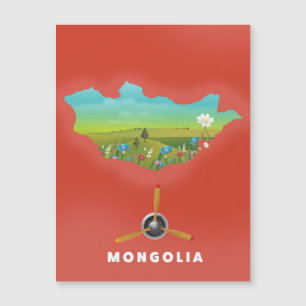 Mongolia Illustrated map tourism poster.