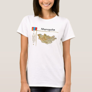 Mongolia Map + Flag + Title T-Shirt