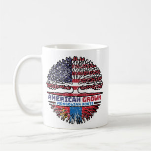 Mongolia Mongolian American USA Tree Roots Flag Coffee Mug