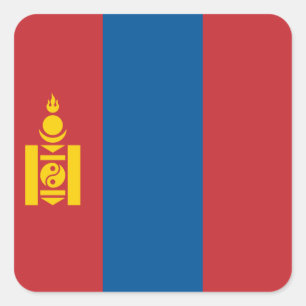 Mongolia (Mongolian) Flag Square Sticker