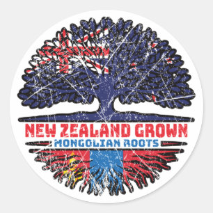 Mongolia Mongolian New Zealander New Zealand Tree Classic Round Sticker