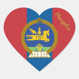 Mongolia Sticker, Heart, Patriotic Mongolian Flag Heart Sticker