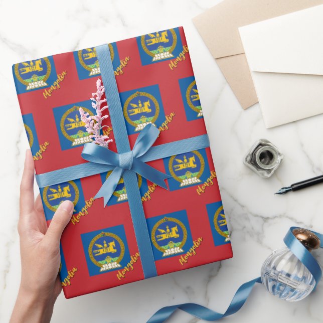 Mongolia Wrapping Paper, Red, Mongolian Flag Paper (Gifting)