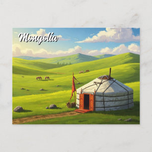 Mongolia Yurt Travel Postcard