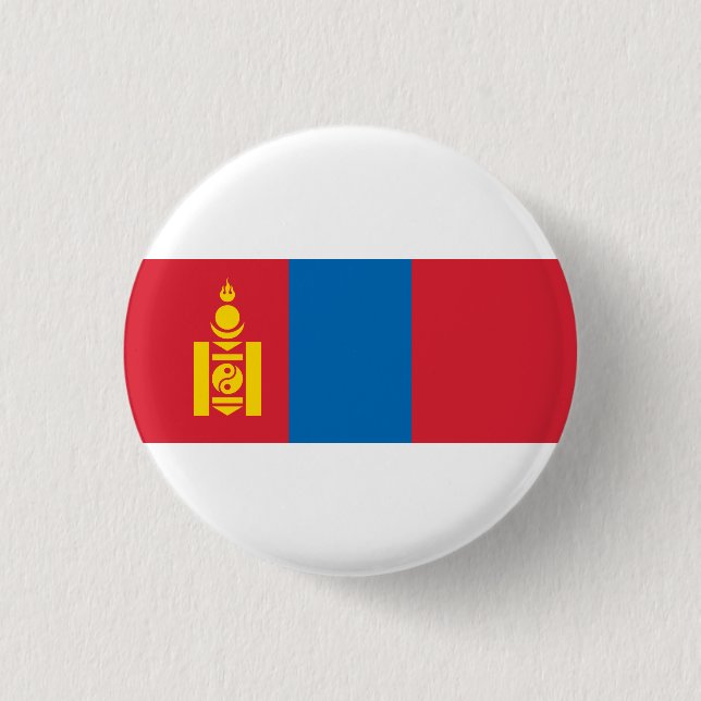 Mongolian Flag, Flag of Mongolia 3 Cm Round Badge (Front)