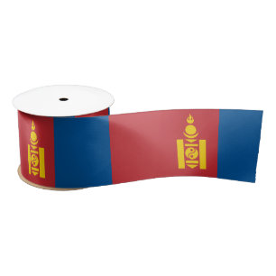 Mongolian Flag & Mongolia travel, holiday/sports Satin Ribbon