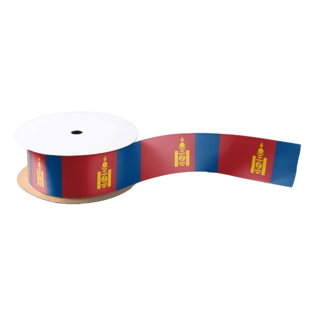 Mongolian Flag & Mongolia travel, holiday/sports Satin Ribbon (Spool)