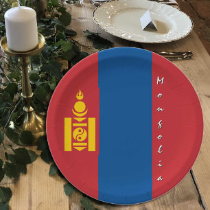 Mongolian Flag plates, party, sports, Mongolia Paper Plate