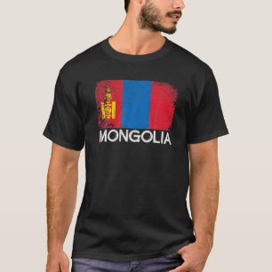 Mongolian Flag Vintage Made In Mongolia Gift T-Shirt