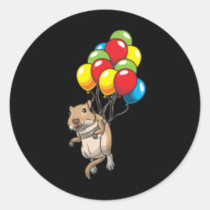 Mongolian Gerbil with ballons Classic Round Sticker