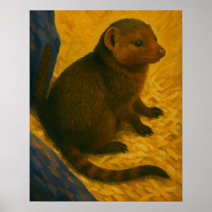 Mongoose Among Straw Painting Poster