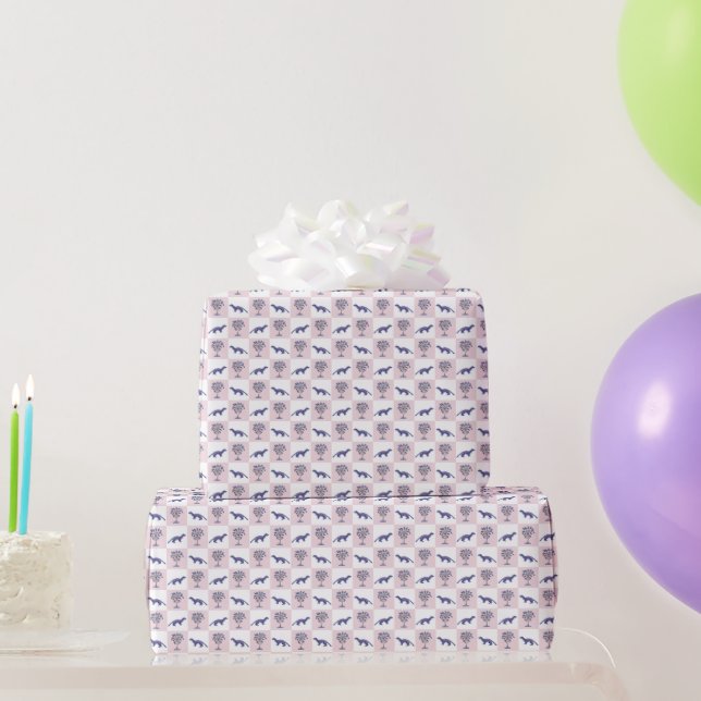 Mongoose and Block Print Palmetto Tree  Wrapping Paper (Party Gifts)