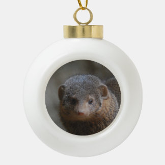 Mongoose Ceramic Ball Christmas Ornament